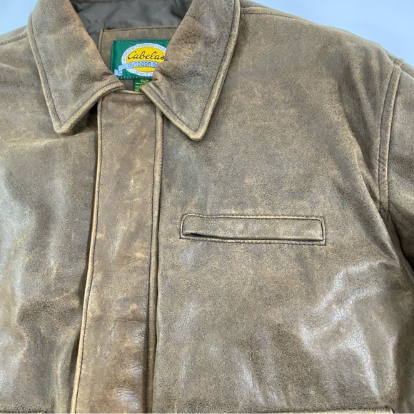 Cabelas Bomber Brown Soft Leather Jacket Men’s XL Regular Aviator Flight A 261 - Picture 4 of 16